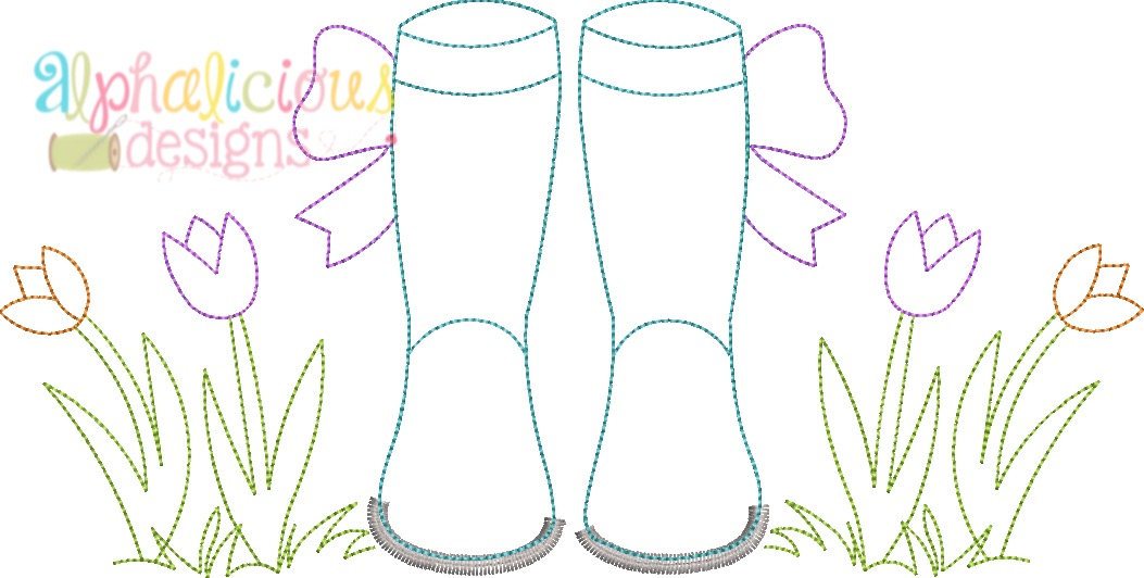 Springtime Rain Boots with Bows- Triple Bean