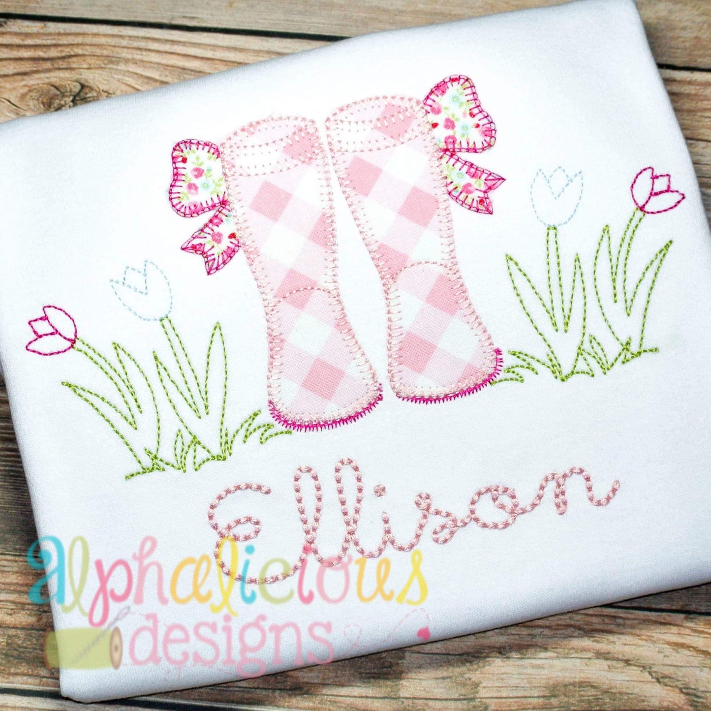 Springtime Rain Boots with Bows- Blanket