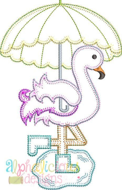 Rainy Day Flamingo Applique- Blanket