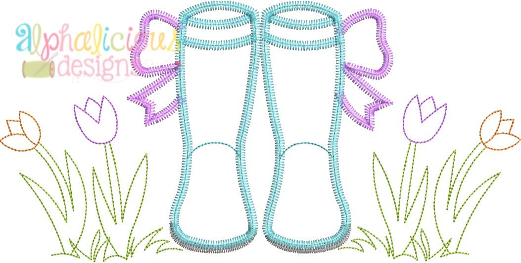 Springtime Rain Boots with Bows-ZigZag