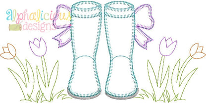 Springtime Rain Boots with Bows- Blanket