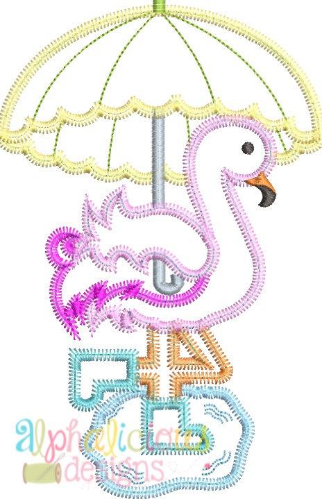 Rainy Day Flamingo Applique- ZigZag
