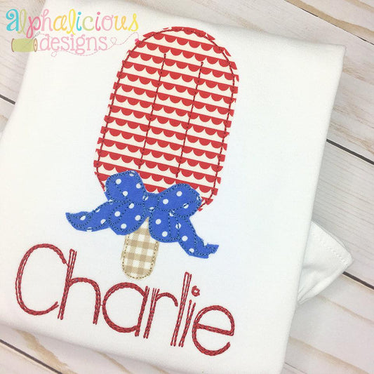 Popsicle with Bow Applique - Triple Bean