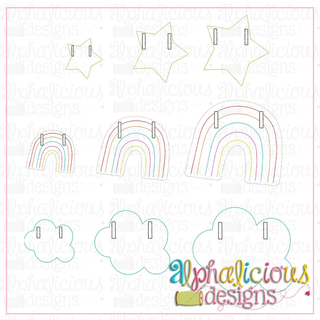 Rainbow, Cloud, and Star Bunting-In-the-Hoop