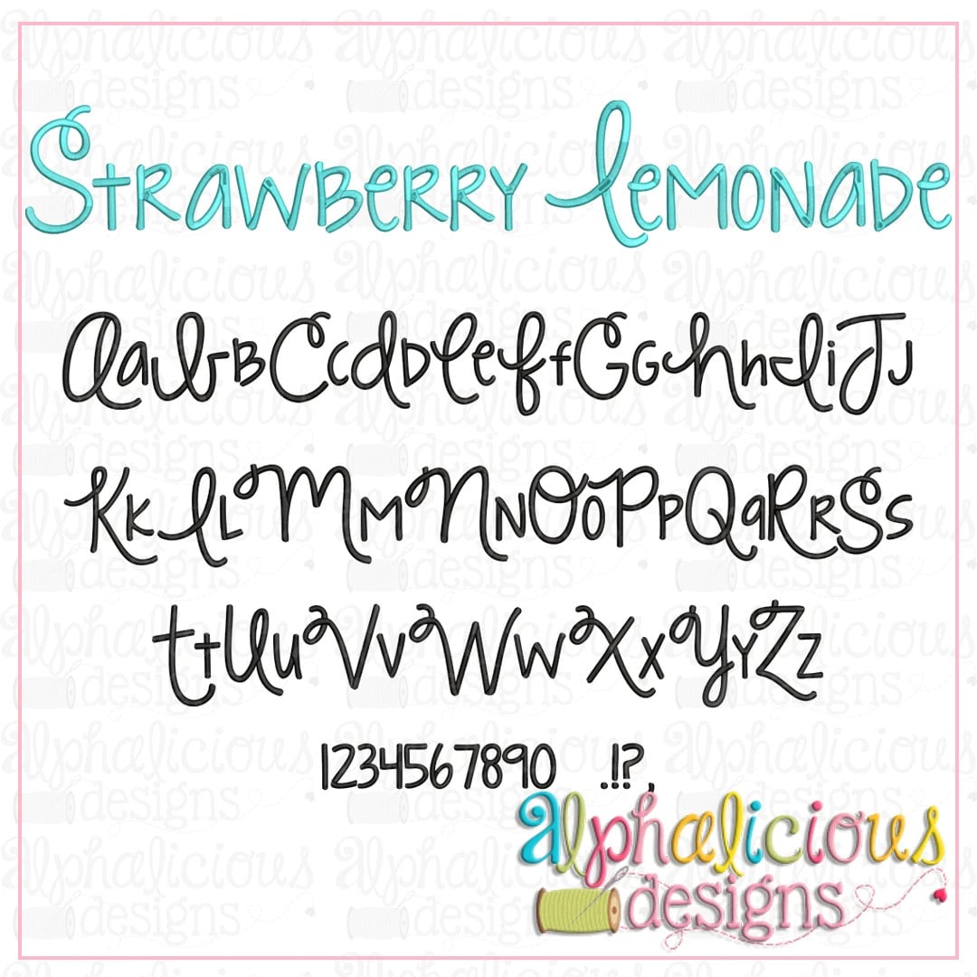 Strawberry Lemonade Satin Embroidery Font