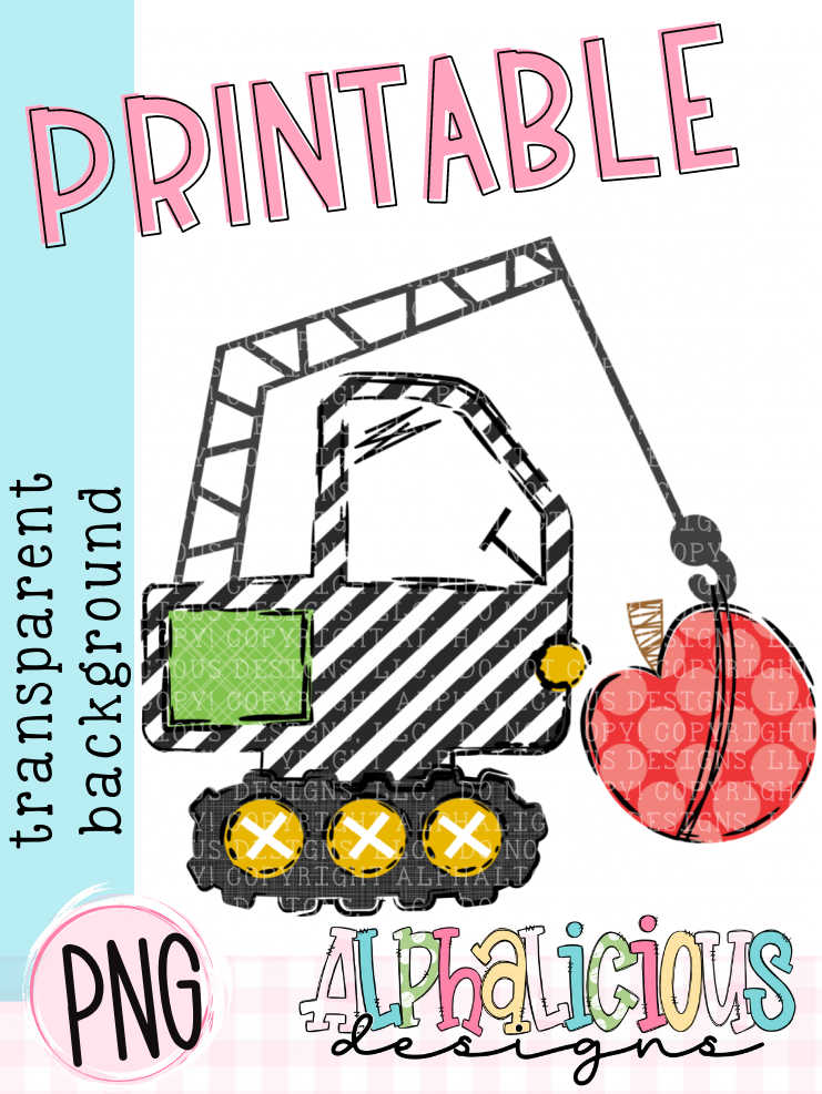 Funky Crane with Apple- Printable PNG