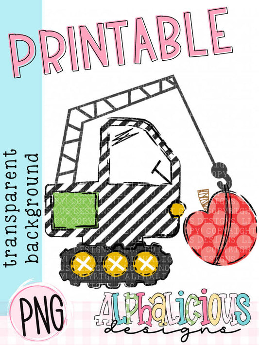 Funky Crane with Apple- Printable PNG